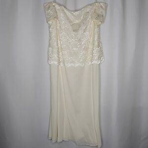 Chadwicks Event Dress 18 Off Shoulder Cream Chiffon Lace Cap Sleeve‎ Midi Zipper